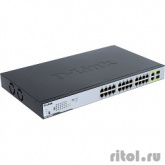 D-Link DGS-1026MP/A1A Неуправляемый коммутатор с 24 портами 10/100/1000Base-T, 2 комбо-портами 100/1000Base-T/SFP и функцией энергосбережения (24 порта с поддержкой PoE 802.3af/at (30 Вт))