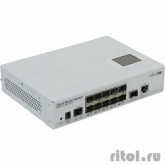 MikroTik CRS212-1G-10S-1S+IN Коммутатор Cloud Router Switch with Atheros QC8519 400Mhz CPU, 64MB RAM, 1xGigabit LAN, 10xSFP cages, 1xSFP+ cage, RouterOS L5, LCD panel, desktop case, PSU