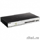 D-Link DGS-1210-10MP/F1A PROJ Настраиваемый коммутатор WebSmart с 8 портами 10/100/1000Base-T и 2 портами 1000Base-X SFP (8 портов с поддержкой PoE 802.3af/802.3at (30 Вт), PoE-бюджет 130 Вт)