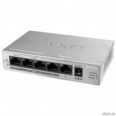 ZYXEL GS1005HP-EU0101F Коммутатор PoE+ Zyxel GS1005HP, 5xGE (4xPoE+), настольный, металлический, бесшумный, бюджет PoE 60 Вт