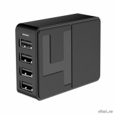 Smart buy Сетевое ЗУ FLASH, SBP-4030 (3x1 А + 1x2.4 А, черное, 4 USB, шнур питания 1 м (SBP-4030)
