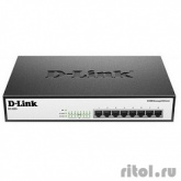 D-Link DES-1008P+/A1A Неуправляемый коммутатор с 8 портами 10/100Base-TX с поддержкой PoE 802.3af/802.3at (30 Вт), PoE-бюджет 140 Вт