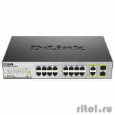 D-Link DES-1018P/A2A Неуправляемый коммутатор с 16 портами 10/100Base-TX, 2 комбо-портами 100/1000Base-T/SFP и функцией энергосбережения (8 портов с поддержкой PoE 802.3af (15,4 Вт), PoE-бюджет 80 Вт)