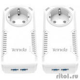 TENDA P1002PKIT Адаптер PowerLine Tenda  P1002P KIT 1000Mbps комплект адаптеров PowerLine c Wi-Fi, 2 LAN