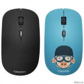 CANYON CND-CMSW401MP {wireless Optical  Mouse with 4 buttons, DPI 800/1200/1600, 1 additional cover(Military Pig), black, 103*58*32mm, 0.087kg, 2.4GHz}