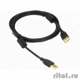 Konoos KC-USB2-AMAF-1.8, AM/AF, Кабель USB 2.0 Pro, AM/AF, 1.8м, черный, позол. разъемы., феррит. кольца, коробка