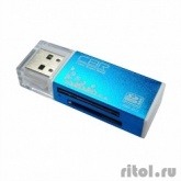 USB 2.0 Card reader CBR/Human ("Glam") CR-424, синий цвет, All-in-one, Micro MS(M2), SD, T-flash, MS-DUO, MMC, SDHC,DV,MS PRO, MS, MS PRO DUO