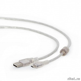 Cablexpert Кабель USB 2.0 Pro, AM/microBM, 1,8м, экран, феррит.кольцо, прозрачны (CCP-mUSB2-AMBM-6-TR)