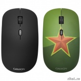 CANYON CND-CMSW400S {wireless Optical  Mouse with 4 buttons, DPI 800/1200/1600, 1 additional cover(Red Star), black, 103*58*32mm, 0.087kg, 2.4GHz}