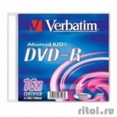 Verbatim  Диски DVD-R Verbatim 16-x, 4.7 Gb, (Slim Case) (43547)