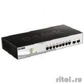 D-Link DGS-1210-10/F1A Настраиваемый коммутатор WebSmart с 8 портами 10/100/1000Base-T и 2 портами 1000Base-X SFP