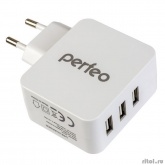 PERFEO Сетевое зарядное устройство с разъемом 3xUSB, 4.8А, белый, "CUBE 3" (PF_A4134)