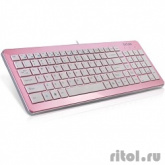 Клавиатура DELUX "DLK-1500"  Ultra-Slim, ММ, USB (розово-белая)