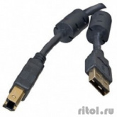 5bites UC5010-030A Проф. Кабель  USB2.0, AM/BM, зол.разъемы, ферр.кольца, 3м., черный