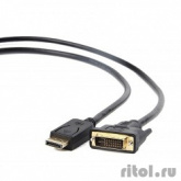Кабель DisplayPort-DVI Gembird/Cablexpert  1.8м, 20M/19M, черный, экран, пакет(CC-DPM-DVIM-6(1.8))