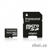 Флеш карта microSDHC 4Gb Class10 Transcend TS4GUSDHC10 + adapter
