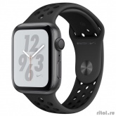 Apple Watch Nike+ Series 4, 44 мм, корпус из алюминия цвета «серый космос», спортивный ремешок Nike цвета «антрацитовый/чёрный» [MU6L2RU/A]