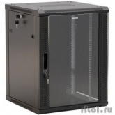 Hyperline TWB-1266-GP-RAL9004 Шкаф настенный 19-дюймовый (19"), 12U, 650x 600х 600мм, стеклянная дверь с перфорацией по бокам, ручка с замком, цвет черный (RAL 9004) (разобранный)