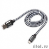 RITMIX Кабель Lightning 8pin-USB для синхронизации/зарядки, 1м, нейлон. опл., мет. коннекторы grey (RCC-421)