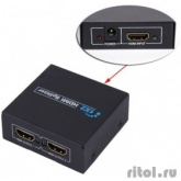 ORIENT HDMI Splitter HSP0102N, 1->2, HDMI 1.4/3D, HDTV1080p/1080i/720p, HDCP1.2, внешний БП-зарядник 1xUSB 5В/1A, метал.корпус (30460)