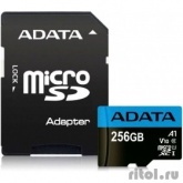 Micro SecureDigital 256Gb A-DATA AUSDX256GUICL10A1-RA1 {MicroSDXC Class 10 UHS-I, SD adapter}