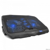 CROWN  Подставка для ноутбука CMLS-01 black ( до 17", кулеры: D125mm*2+ D70mm*2,синяя led подсветка, регулятор скорости, 5 уровней наклона Размер 390*280*28мм)