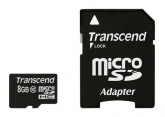 Флеш карта microSDHC 8Gb Class10 Transcend TS8GUSDHC10 + adapter