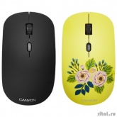 CANYON CND-CMSW400R {wireless Optical  Mouse with 4 buttons, DPI 800/1200/1600, 1 additional cover(Roses), black, 103*58*32mm, 0.087kg, 2.4GHz}