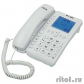 RITMIX RT-490 white {проводной телефон, повторный набор номера, определитель номеров (Caller ID), встроенный дисплей, громкая связь, телефонная книжка, регулятор громкости звонка}