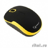 Gembird MUSW-200 Black-Yellow USB {Мышь беспроводная, soft touch, 2кн.+колесо-кнопка, 2.4ГГц }
