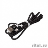RITMIX Кабель MicroUSB-USB для синхронизации/зарядки, 1.5м, ткан. опл., мет. коннекторы black (RCC-311)