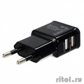 Orient  Зарядное устройство USB от эл.сети  PU-2402, DC 5V, 2100mA, 2 выхода (iPad,Galaxy), черный