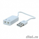 ORIENT Адаптер с кабелем AU-01SW, USB to Audio, 2 x jack 3.5 mm для подключения гарнитуры к порту USB, белый