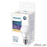 Philips Лампа светодиодная LEDBulb LED 7Вт E27 3000K 230V A60 RCA EcoHome (929001955107)