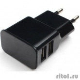 Cablexpert Адаптер питания 100/220V - 5V USB 2 порта, 2.1A, черный (MP3A-PC-12)