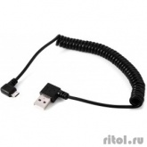 ORIENT MU-215T1, Кабель витой (спиральный) Micro USB 2.0, Am -> micro-Bm (5pin) угловой, левый угол 90°, 1.5 м, черный