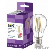 Iek LLF-A60-11-230-40-E27-CL Лампа LED A60 шар прозр. 11Вт 230В 4000К E27 серия 360°