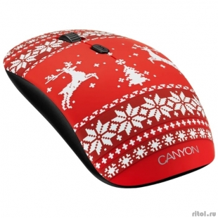 CANYON CND-CMSW401JR {wireless Optical  Mouse with 4 buttons, DPI 800/1200/1600, 1 additional cover(Jersey Red), black, 103*58*32mm, 0.087kg, 2.4GHz}