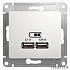 Schneider-electric GSL000133 GLOSSA USB РОЗЕТКА, 5В/2100мА, 2х5В/1050мА, механизм, БЕЛЫЙ